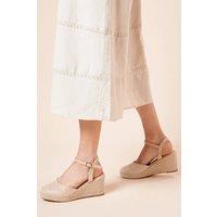 Dorothy Perkins Women's Wide Fit Rumor Faux Suede Closed Toe Espadrille Wedge Sandals in Beige | Size: 7
