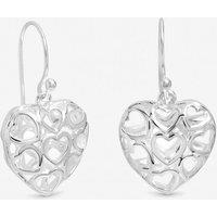 Inicio Women's Sterling Silver Plated Filagree Puff Heart Fishhook Earrings