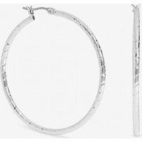 Inicio Women's Sterling Silver Plated Large Textured Hoops - Gift Pouch