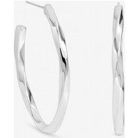 Inicio Women's Sterling Silver Plated Large Polished Oval Twist Hoops - Gift Pouch