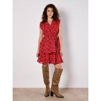 Apricot Women's Ditsy Floral Chiffon Mini Dress in Red | Size: 16