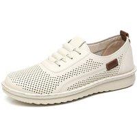 IVACHY Women's Comfort Breathable Perforated Lace Up Casual Shoes in Beige | Size: 3