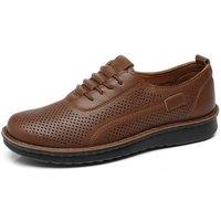 IVACHY Women's Comfort Breathable Perforated Lace Up Casual Shoes in Camel | Size: 6