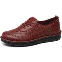 IVACHY Women's Comfort Breathable Perforated Lace Up Casual Shoes in Wine | Size: 8