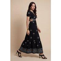 Urban Bliss Women's Open Pen Back Tirered Maxi Dress Black Pattern | Size: 12