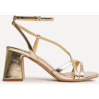 Linzi Women's Oslo Gold Faux Leather Heeled Sandals | Size: 3-Standard Fit