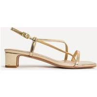 Linzi Women's Arden Gold Faux Leather Block Heeled Sandals | Size: 6-Standard Fit
