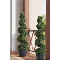 Living and Home 2 Pack 120CM Artificial Topiary Spiral Boxwood Tree Fake Plant in Green