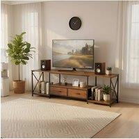 Living and Home TV Stand with Fabric Drawers in Brown