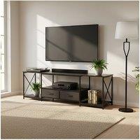 Living and Home TV Stand with Fabric Drawers in Black