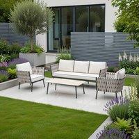 DS Living Rope Aluminium Garden Furniture 5 Seater in Grey