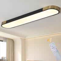 NIVOR Dimmable 1-Light 70cm LED Flush Mount Linear Ceiling Lamp with Remote in Black