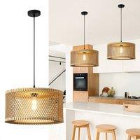 NIVOR 1 Light Farmhouse Boho Wooden Caged Pendant E27 Dimmable Adjustable in Tan