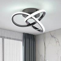 NIVOR Black LED Flush Mount Ceiling Light 6000K, Modern Lamp for Indoor Home in Jet Black