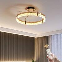 NIVOR 50W Dimmable LED Ceiling Light 1-Ring Crystal Pendant Chandelier in Metallic Gold
