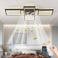 NIVOR Dimmable Ceiling Fan 3 Light 35" Flush Mount Remote 6-Speed Black