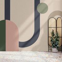 Superfresco Easy Oval Geo Pop Green/Pink Print To Order 3m x 2.8m Mural in Beige