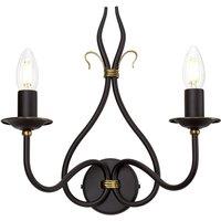 Netlighting Windermere 2 Light Indoor Candle Wall Light Gold Rust E14 in Brown