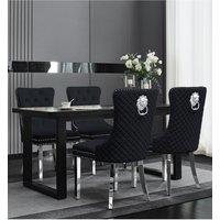 Groundlevel Set Of 2 Plush Velvet Dining Chairs with Lion Head Knocker in Black