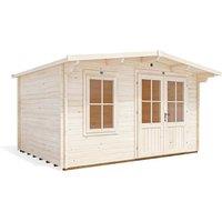 Dunster House Log Cabin, W4m x D3m / W13' x D10' 45mm Wall Thickness in Natural White