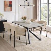 Spinningfield Atherton Rectangular 6 Seater Marble Effect Dining Room Table in Grey | Size: 1 Pack