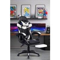 Neo Foot Turbo Massage Leather Recliner PC Gaming Chair with Footrest in White