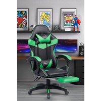 Neo Foot Turbo Massage Leather Recliner PC Gaming Chair with Footrest in Green