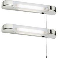 First Choice Lighting Set of 2 Rise - Chrome LED Bathroom Shaver Lights in Silver