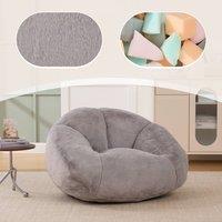 Matteo Bean Bag Chair - Shell-Shaped Faux Fur Memory Foam in Light Grey
