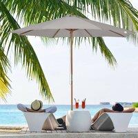 OUTSUNNY 3m Fir Wooden Garden Parasol Sun Shade Outdoor Umbrella Canopy in Grey