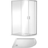 Balterley Ruwa Offset Quad Shower Suite RH, 1200 x 800mm Tray & Enclosure Chrome in Silver