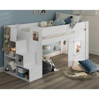 Flair Marlowe Mid Sleeper Bed with Steps & Storage in White | Size: Single