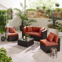 FurnitureboxUK Orlando 4 Seat Modular Outdoor Garden Rattan Sofa in Terracotta