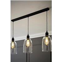 ValueLights Kira Glass Cloche Dome 3 Drop Bar Diner Ceiling Pendant Light in Black