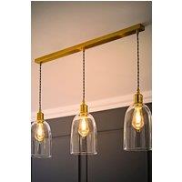 ValueLights Kira Glass Cloche Dome 3 Drop Bar Diner Ceiling Pendant Light & Bulbs in Gold