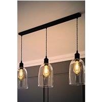 ValueLights Kira Glass Cloche Dome 3 Drop Bar Diner Ceiling Pendant Light & Bulbs in Black
