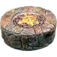 Centurion Supports KALUYA Garden & Patio Gas Fire Pit with Stone Finish Fully Assembled in Bronze