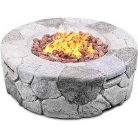 Centurion Supports KALUYA Garden & Patio Gas Fire Pit with Stone Finish Fully Assembled in Grey