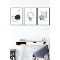 ARTZE Abstract Blue Winter Moods Angel Framed Wall Art - Medium in Black | Size: W45 cm x H62 cm x D20mm