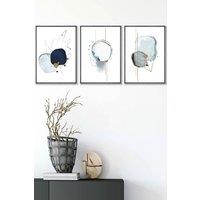 ARTZE Abstract Blue Winter Moods Angel Framed Wall Art - Medium in Dark Grey | Size: W45 cm x H62 cm x D20mm