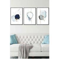 ARTZE Abstract Blue Winter Moods Angel Framed Wall Art - Large in Dark Grey | Size: W53 cm x H73 cm x D20mm