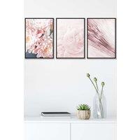 ARTZE Abstract Pink Macro Floral Framed Wall Art - Medium in Black | Size: W45 cm x H62 cm x D20mm