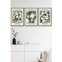 ARTZE Framed Green Flower Market London Edinburgh Dublin Framed Wall Art - Medium in Black | Size: W45 cm x H62 cm x D20mm