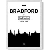 ARTZE Bradford Black & White City Skyline Framed Print SIZE: A4 with White Frame