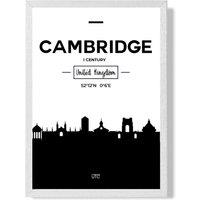 ARTZE Cambridge Black & White City Skyline Framed Print SIZE: A4 with White Frame