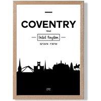 ARTZE Coventry Black & White City Skyline Framed Print SIZE: A3 with Oak Frame