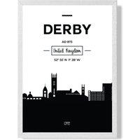 ARTZE Derby Black & White City Skyline Framed Print SIZE: A2 with White Frame | Size: A3