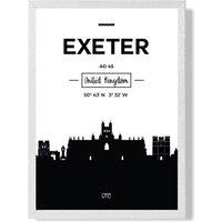 ARTZE Exeter Black & White City Skyline Framed Print SIZE: A2 with White Frame | Size: A3