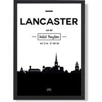 ARTZE Lancaster Black & White City Skyline Framed Print SIZE: A3 with Black Frame
