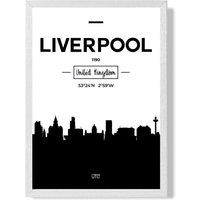 ARTZE Liverpool Black & White City Skyline Framed Print SIZE: A2 with White Frame | Size: A4